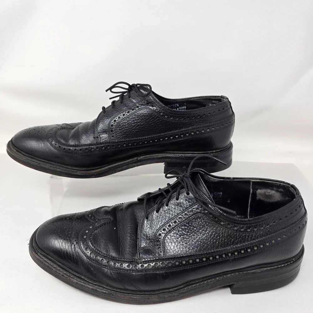 Hanover Wingtip Brogue Oxfords Mens 9 D 70128 Black Leather Dress Shoes USA Made